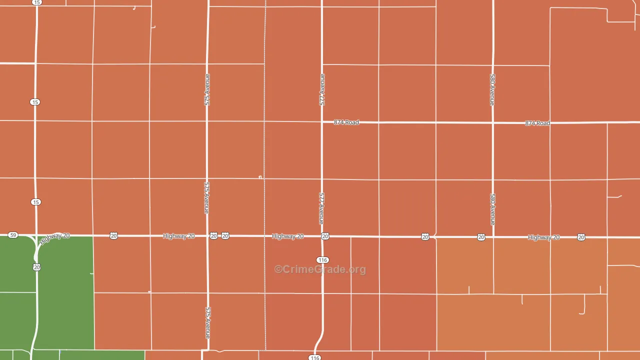 Dixon, NE Map of Robbery Rates
