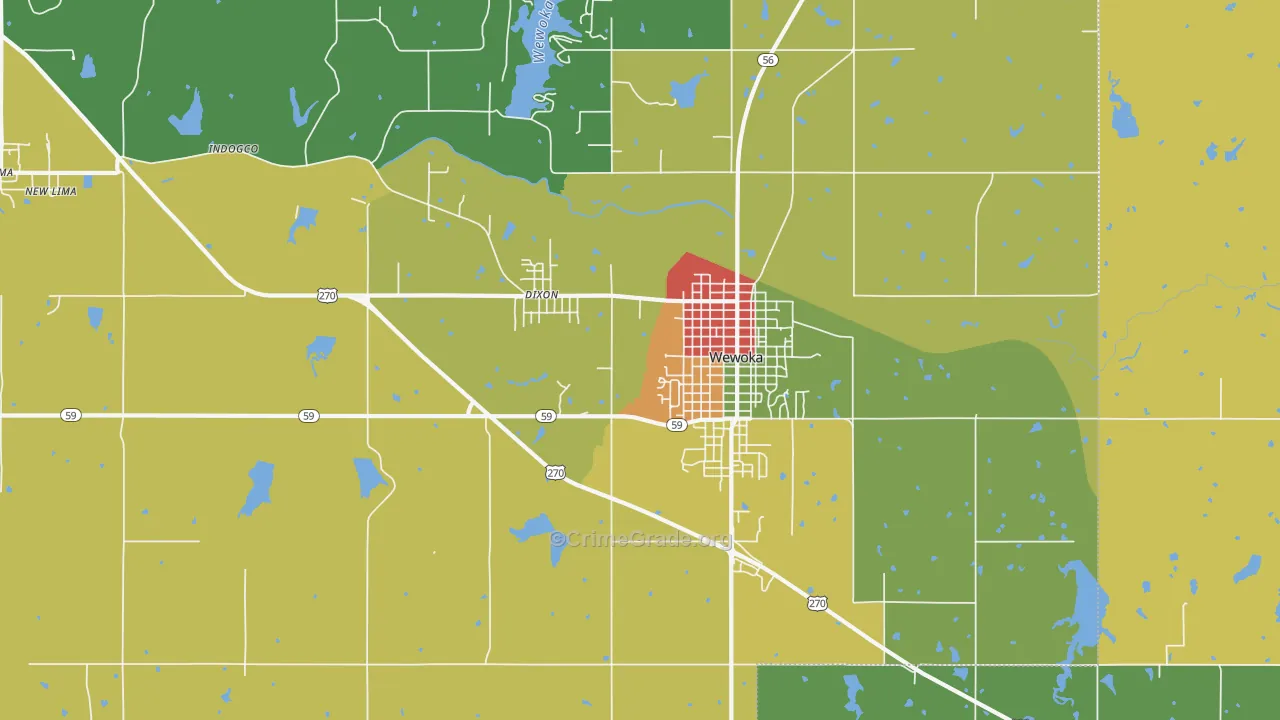 Dixon, OK Map of Robbery Rates