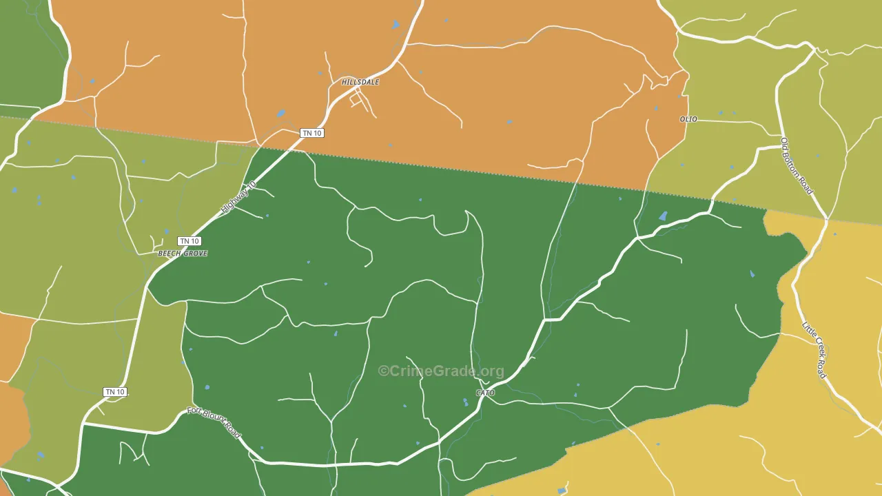 Dixon Springs, TN Map of Robbery Rates