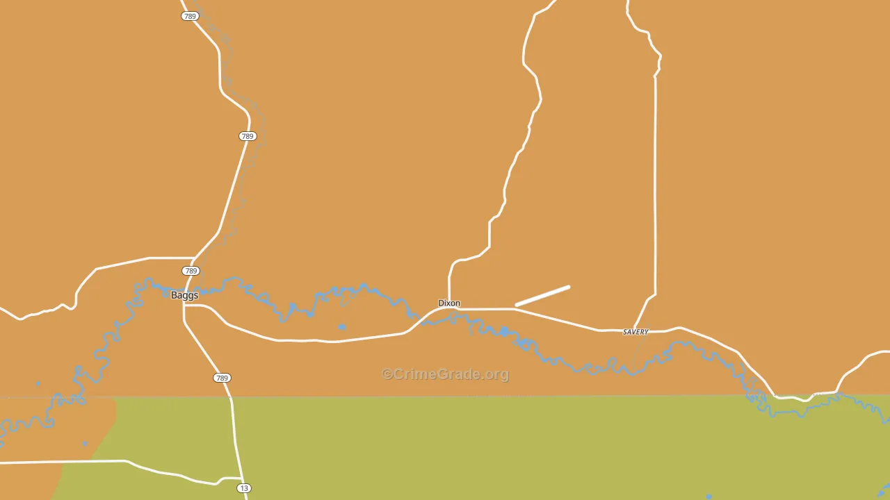 Dixon, WY Map of Robbery Rates