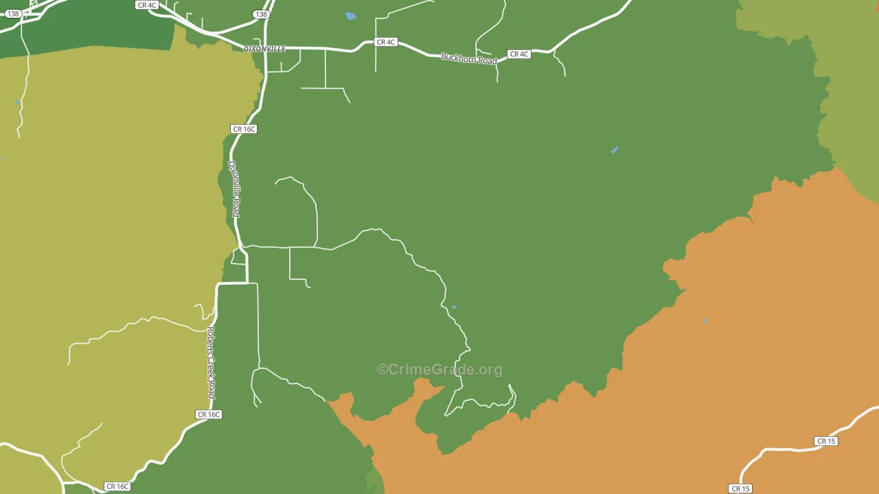 Dixonville, OR Map of Robbery Rates