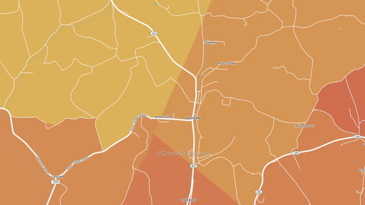 Dixonville, PA Map of Robbery Rates