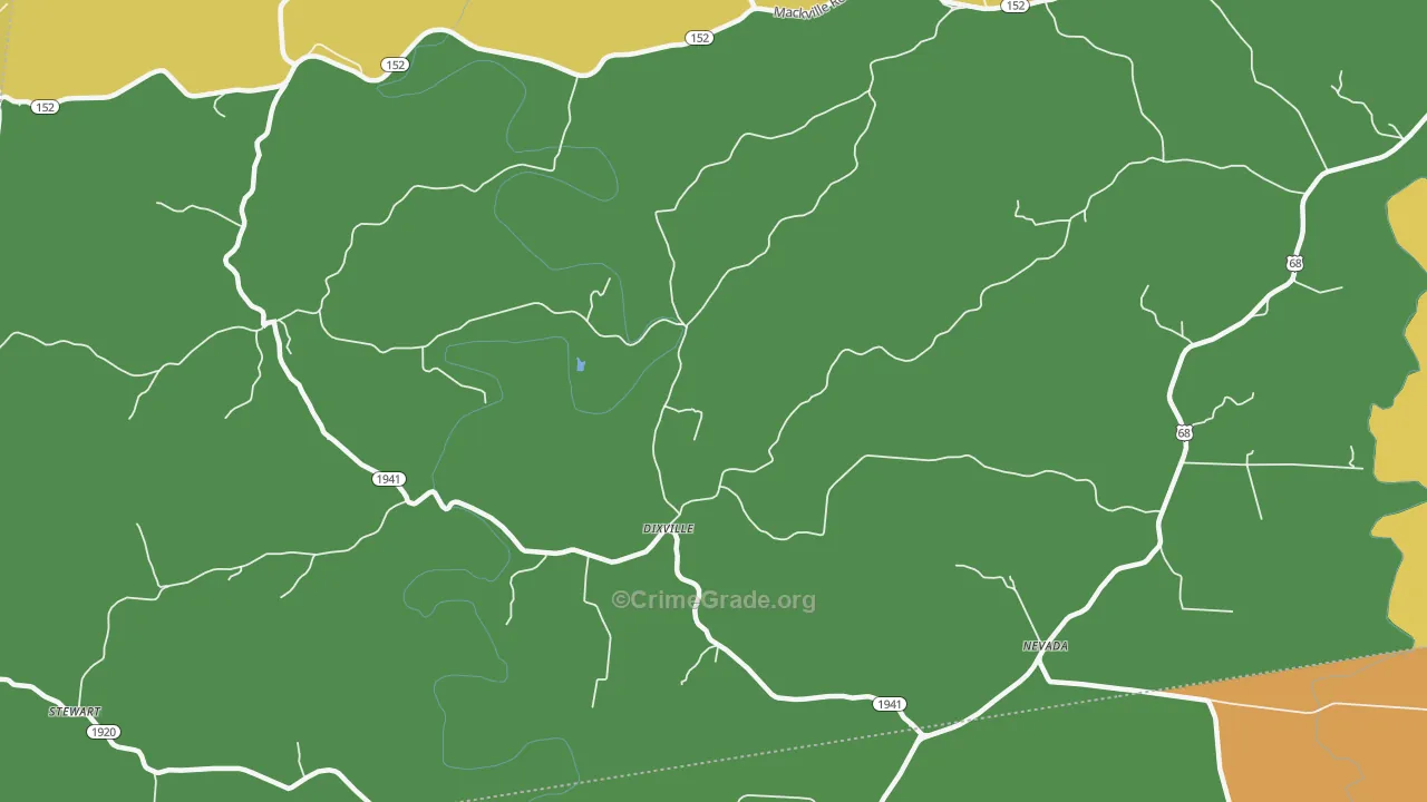 Dixville, KY Map of Robbery Rates
