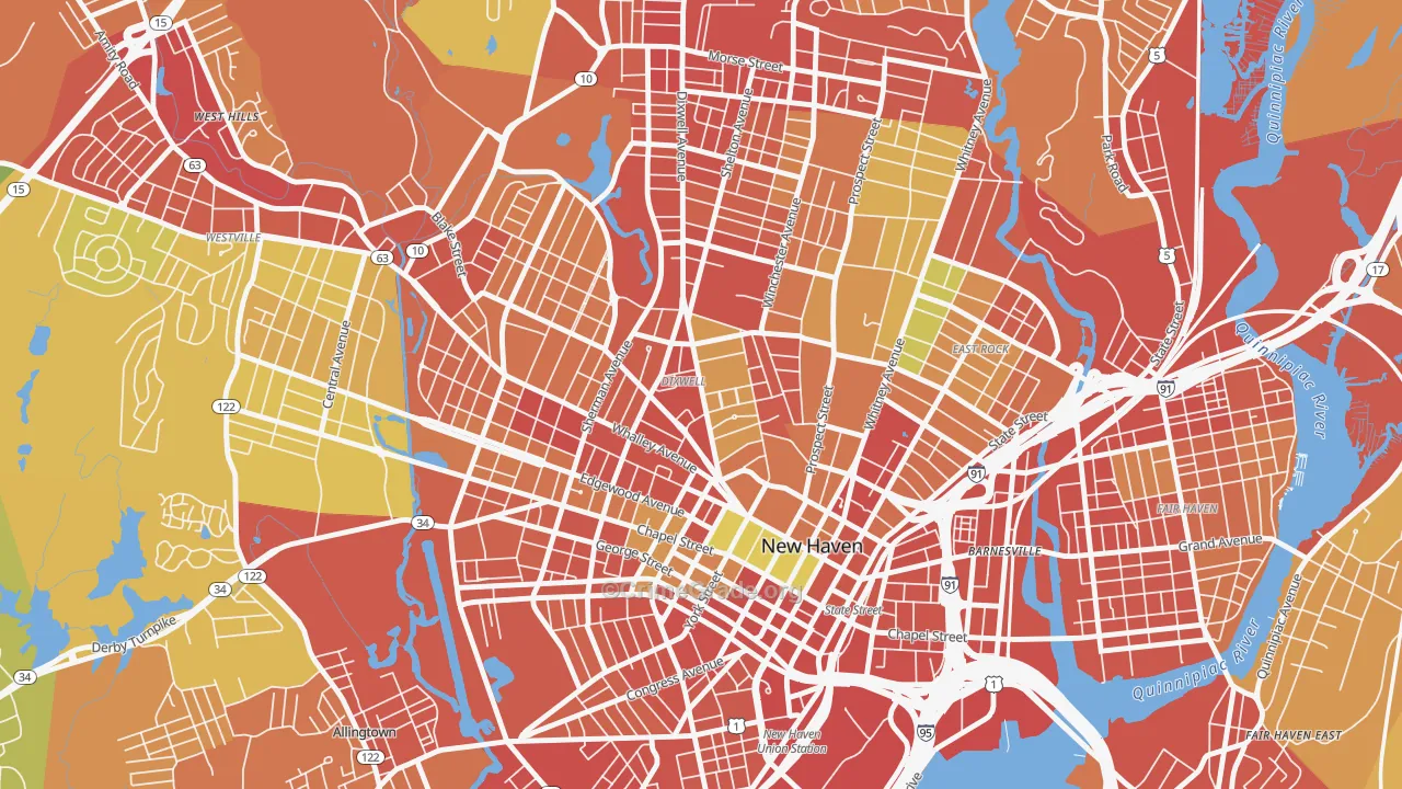 Dixwell, New Haven, CT Map of Robbery Rates