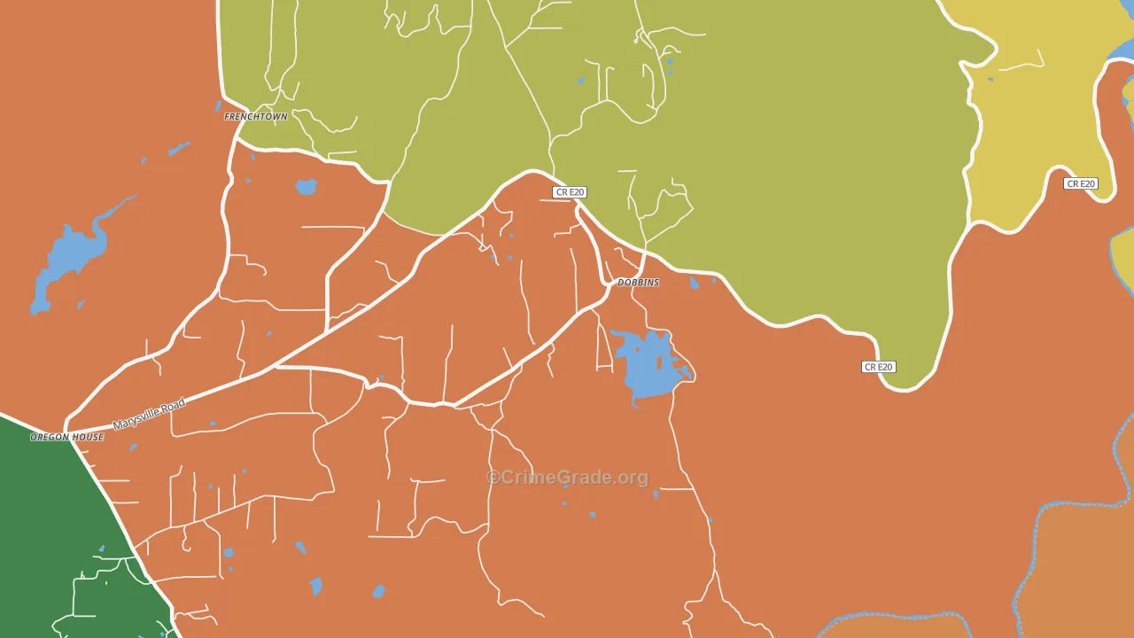 Dobbins, CA Map of Robbery Rates