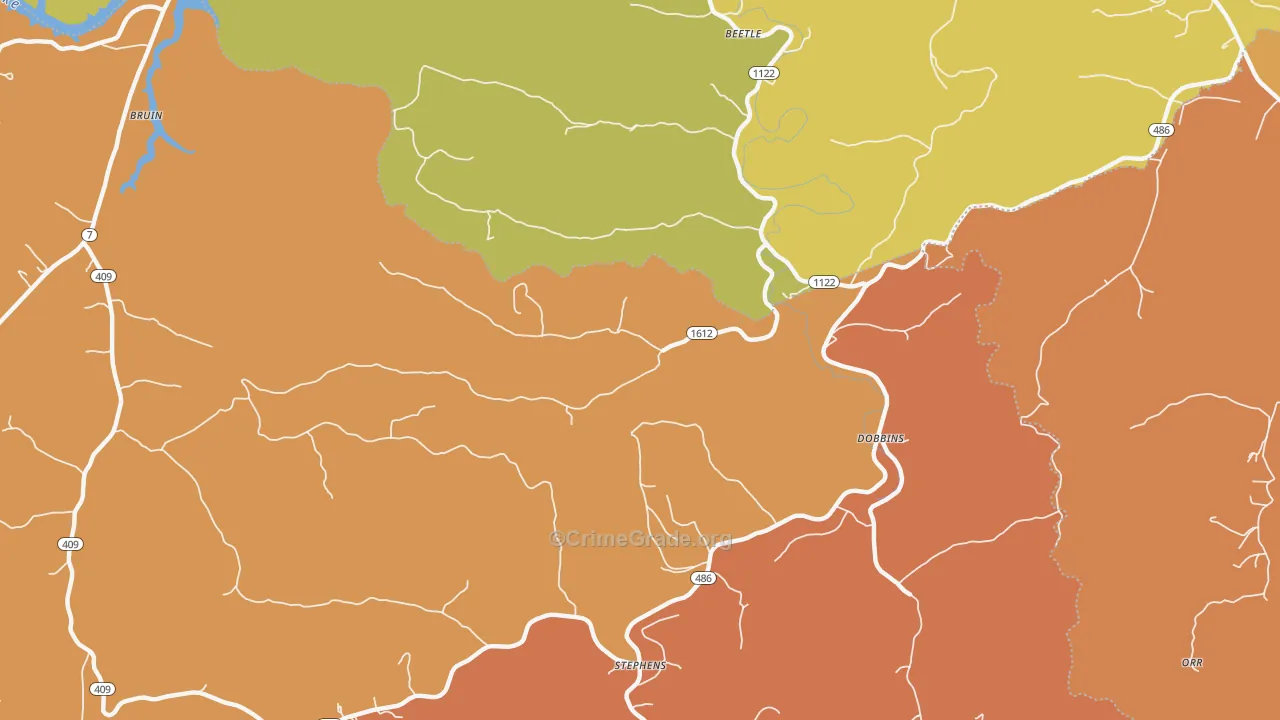 Dobbins, KY Map of Robbery Rates