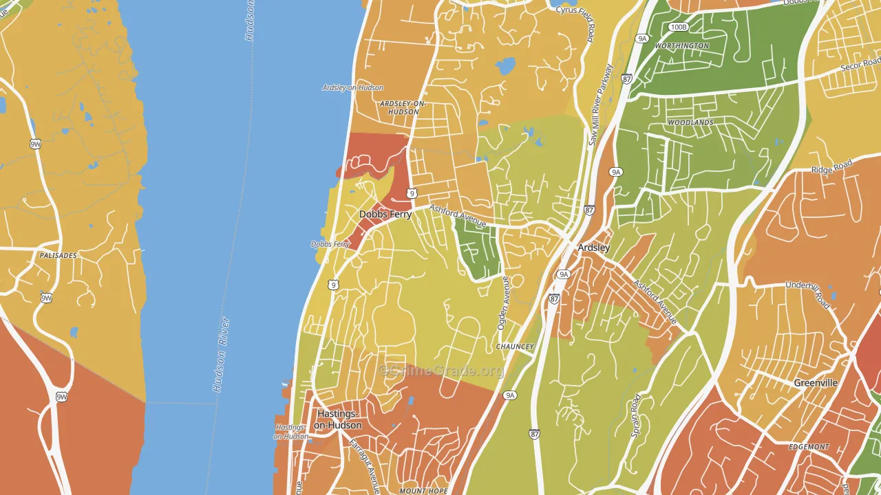 Dobbs Ferry, NY Map of Robbery Rates