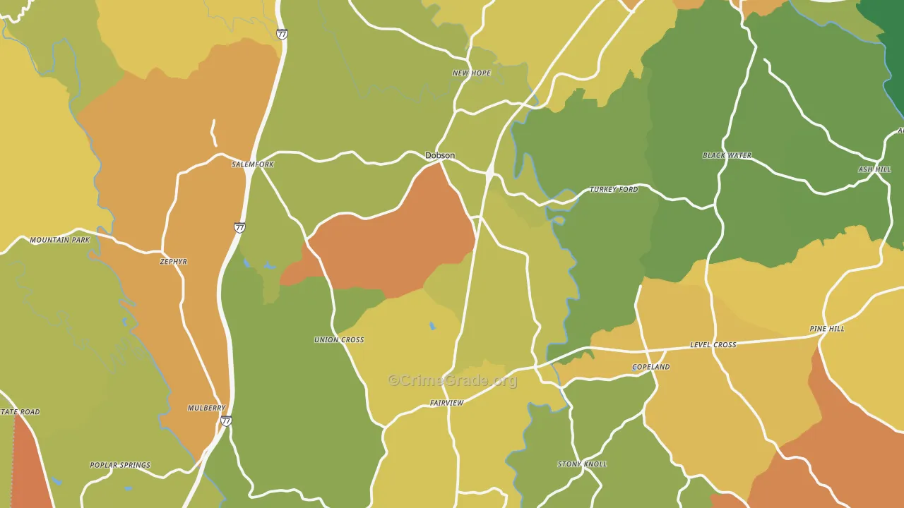 Dobson, NC Map of Robbery Rates