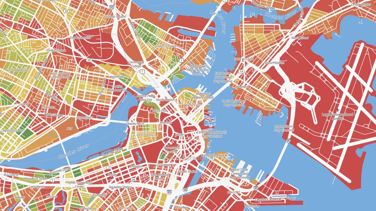 Dock Square, Boston, MA Map of Robbery Rates