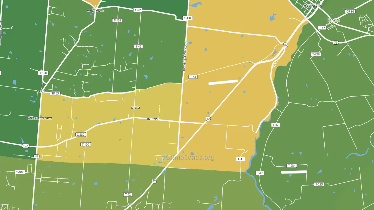 Dodds, OH Map of Robbery Rates