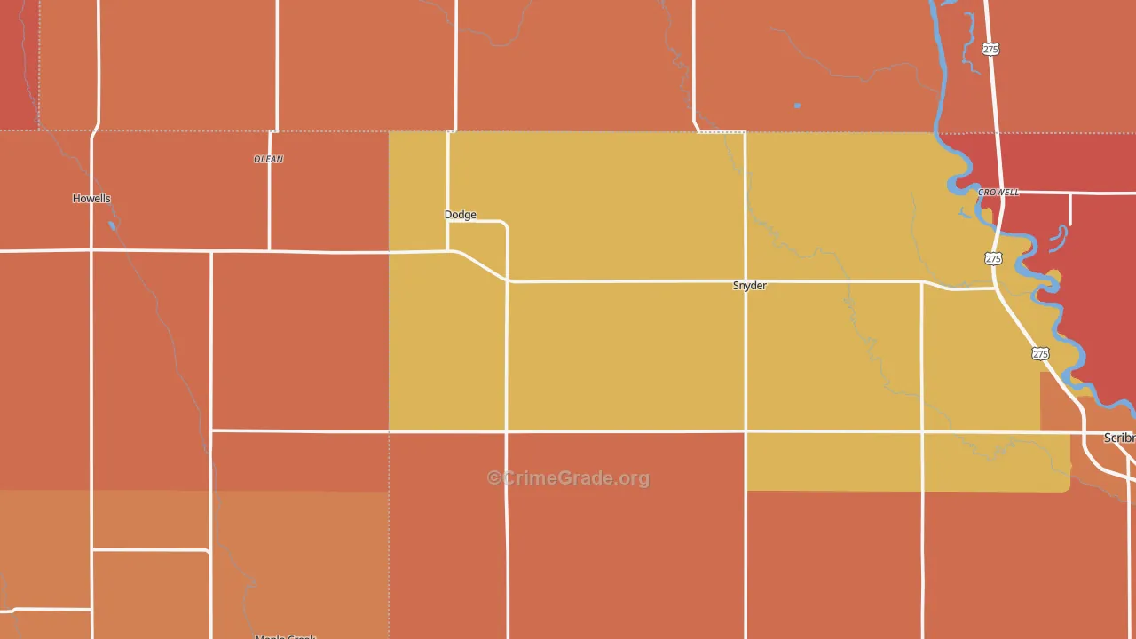 Dodge, NE Map of Robbery Rates