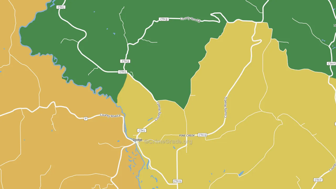 Dodge, WI Map of Robbery Rates