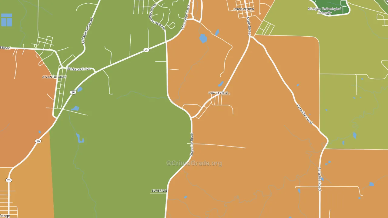 Dodgeville, MI Map of Robbery Rates