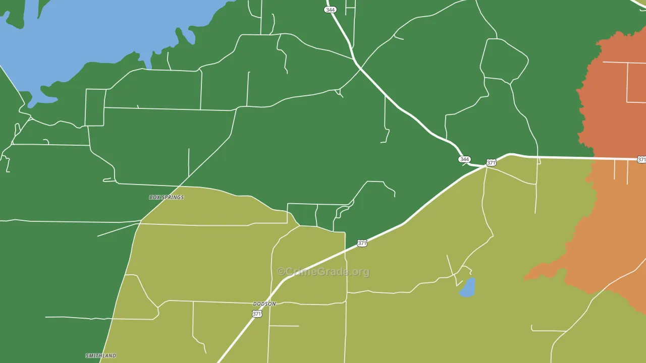 Dodson, AR Map of Robbery Rates