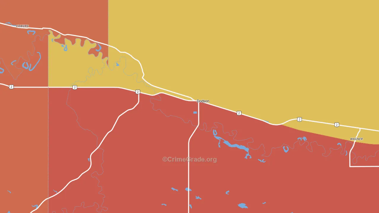 Dodson, MT Map of Robbery Rates