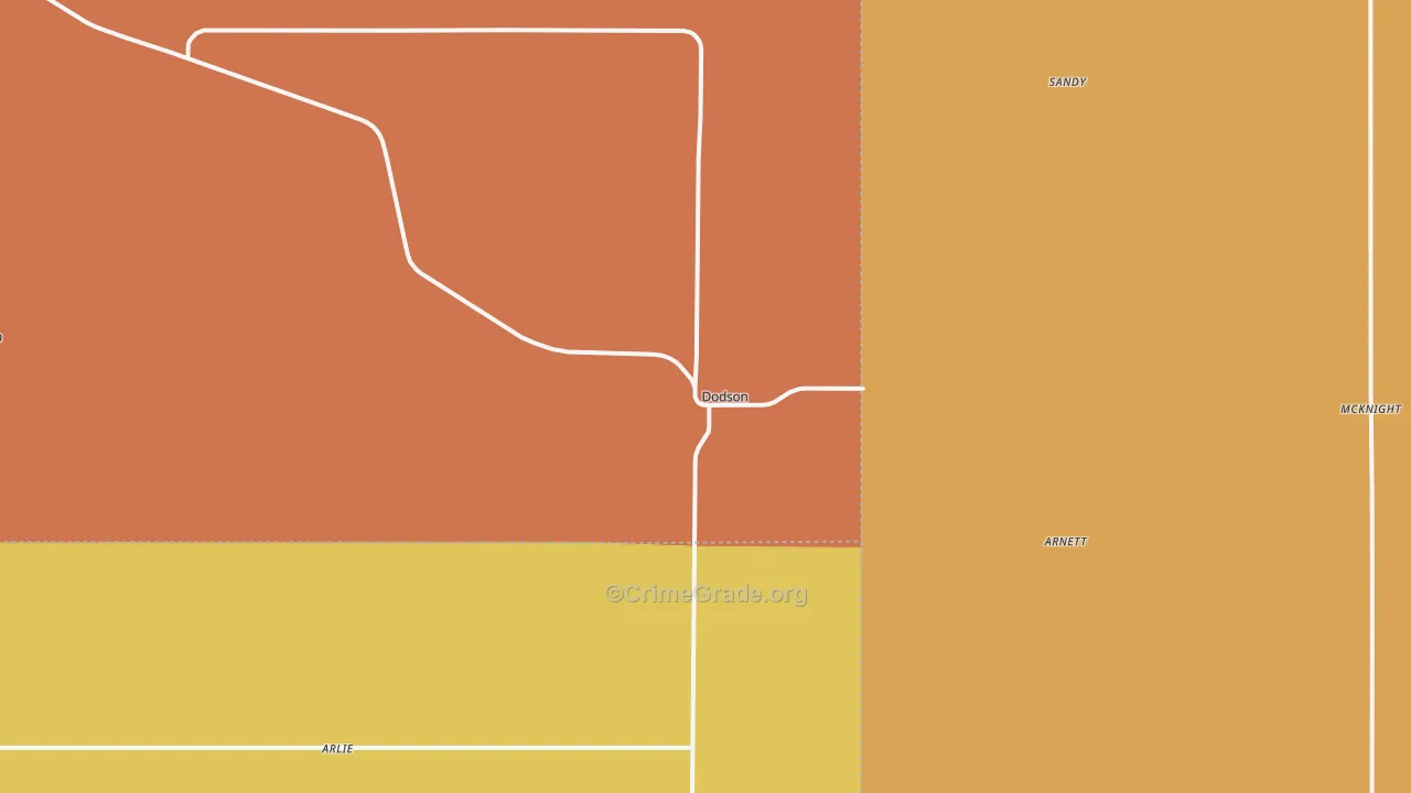 Dodson, TX Map of Robbery Rates