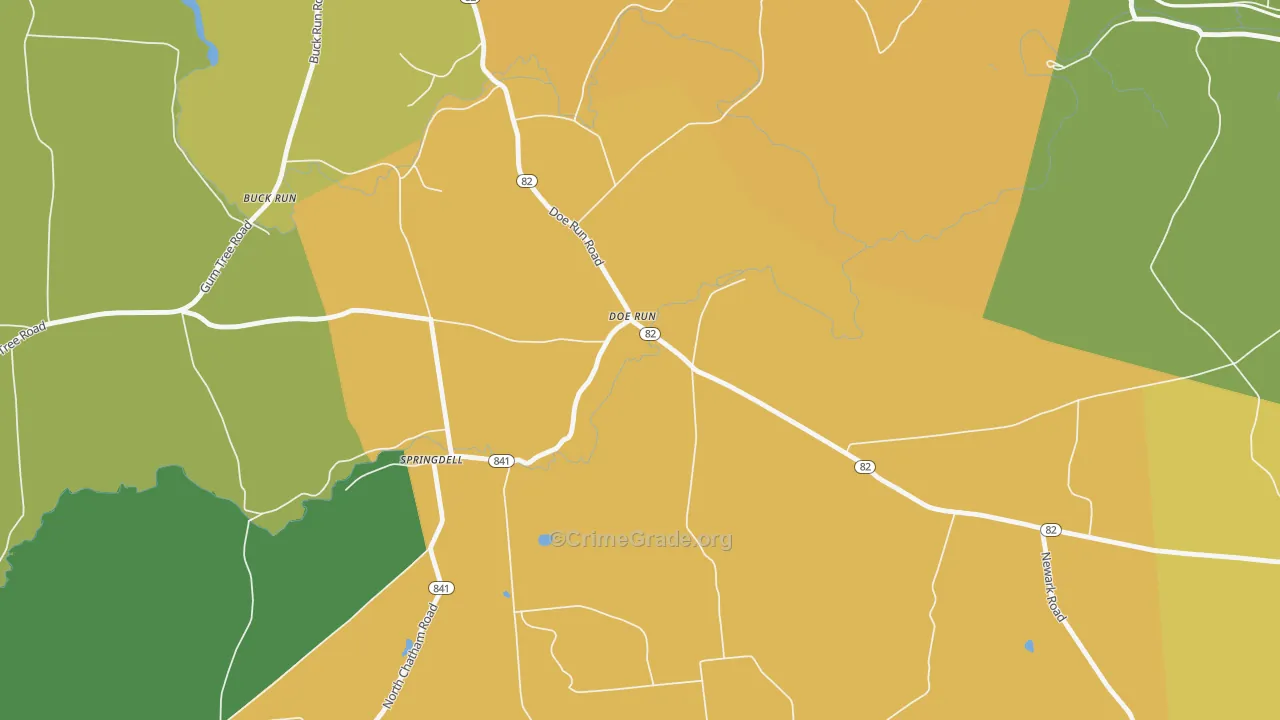 Doe Run, PA Map of Robbery Rates