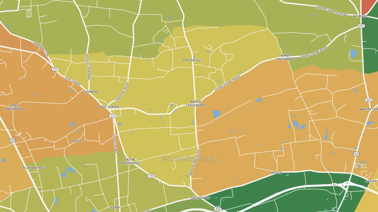 Dog Bluff, SC Map of Robbery Rates