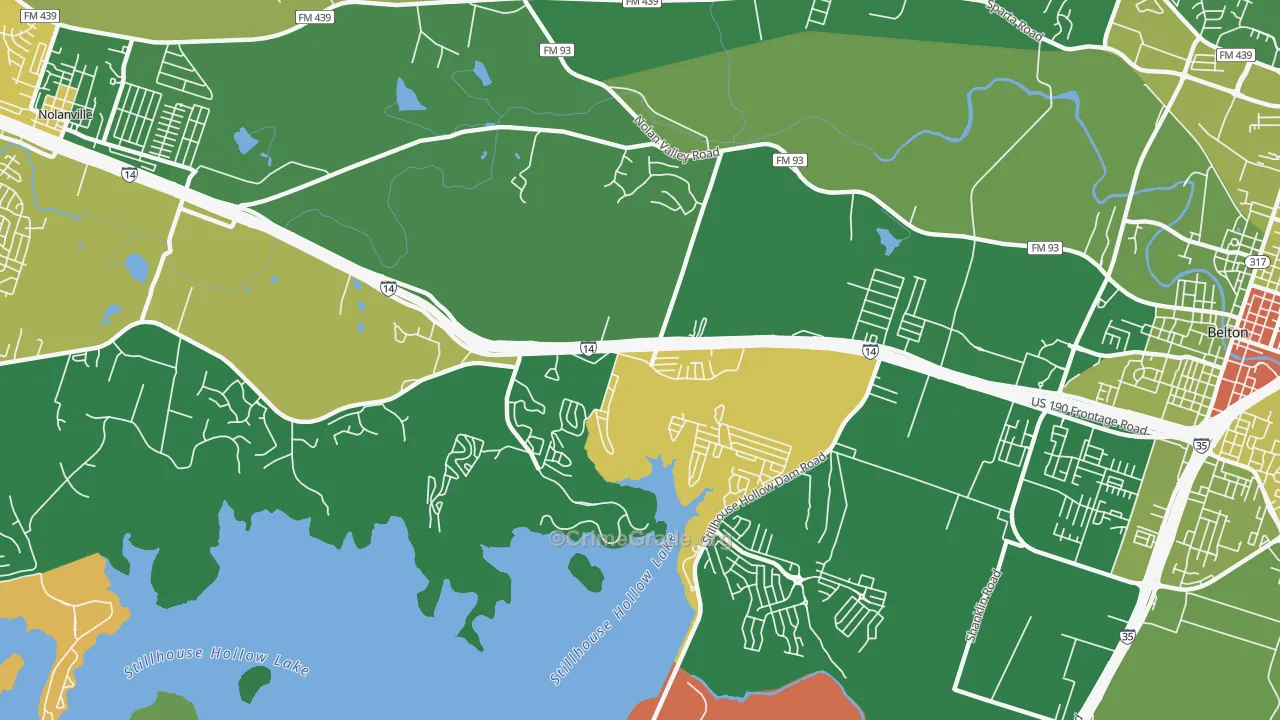 Dog Ridge, TX Map of Robbery Rates