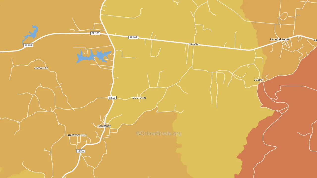 Dogtown, TN Map of Robbery Rates