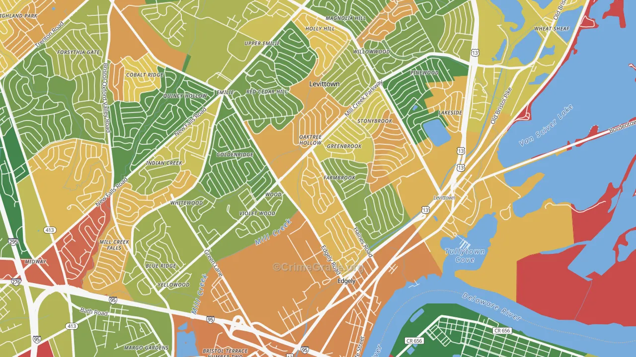 Dogwood Hollow, Levittown, PA Map of Robbery Rates