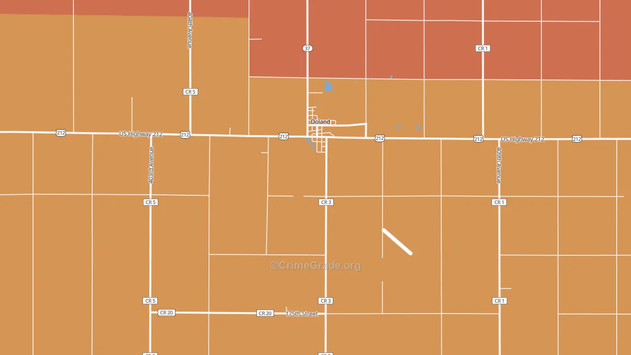 Doland, SD Map of Robbery Rates