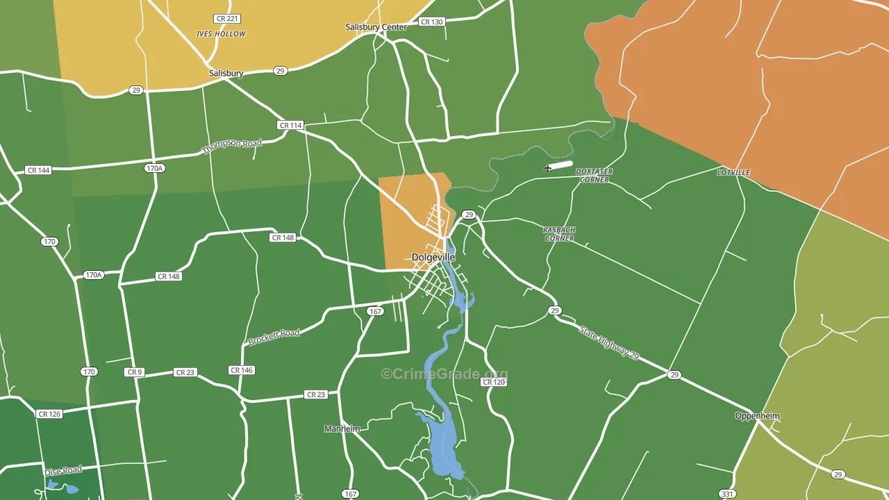 Dolgeville, NY Map of Robbery Rates