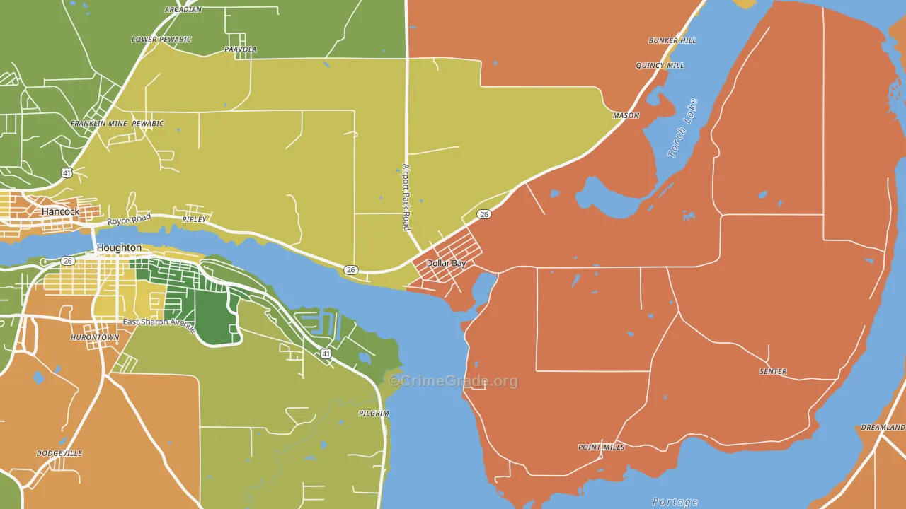 Dollar Bay, MI Map of Robbery Rates