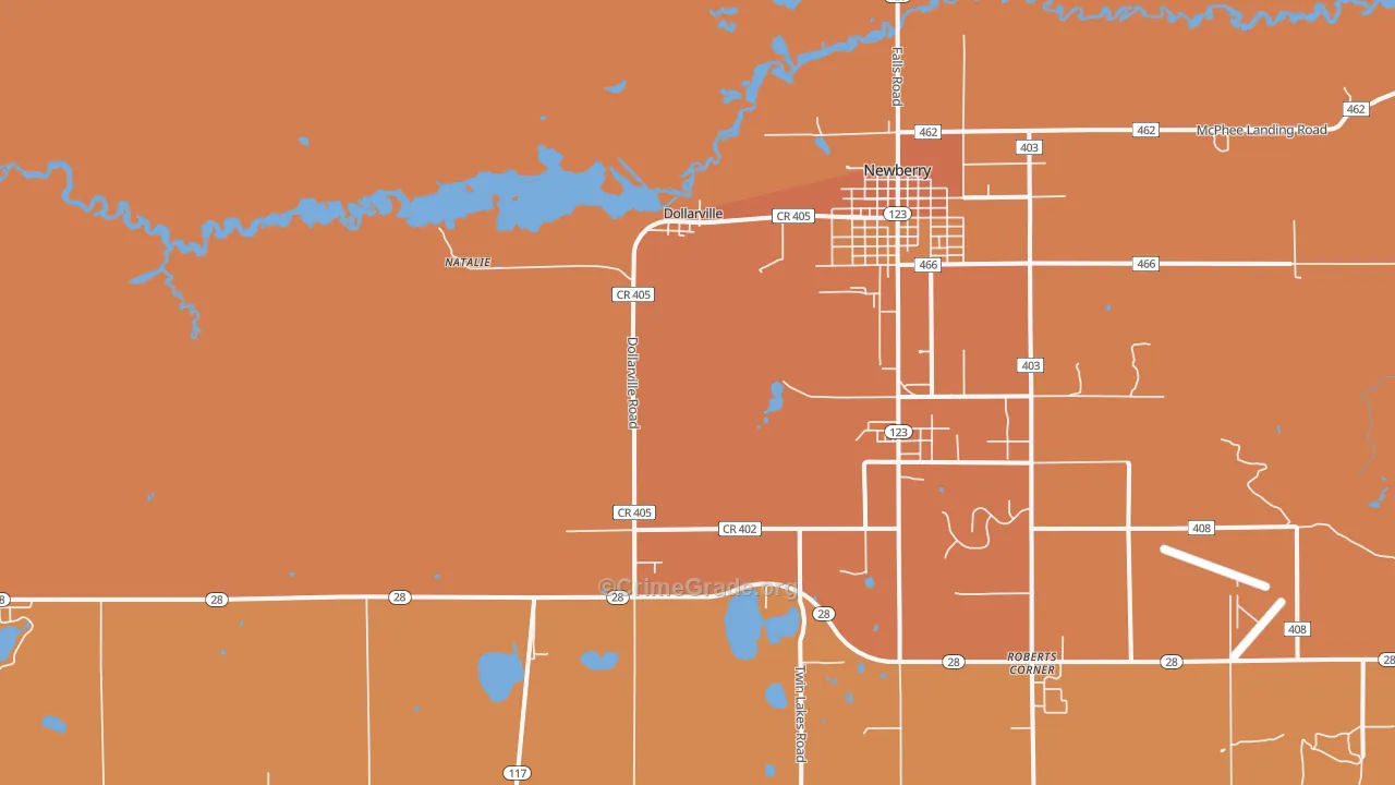 Dollarville, MI Map of Robbery Rates