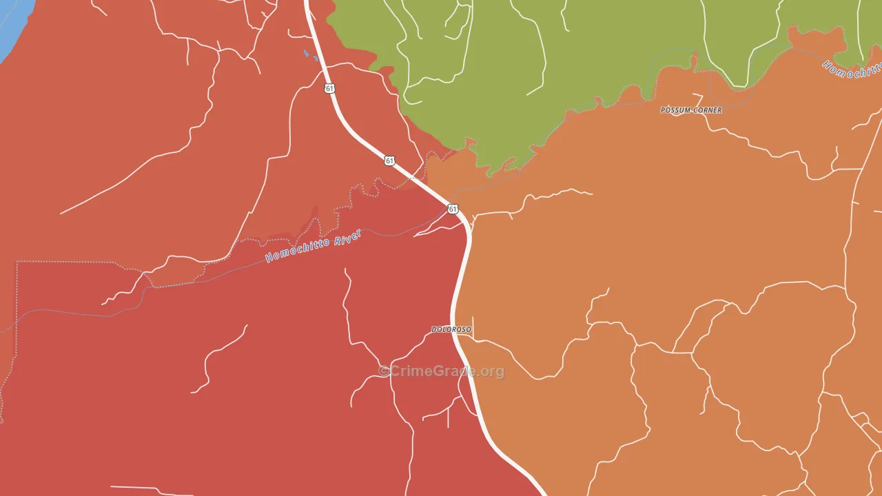 Doloroso, MS Map of Robbery Rates