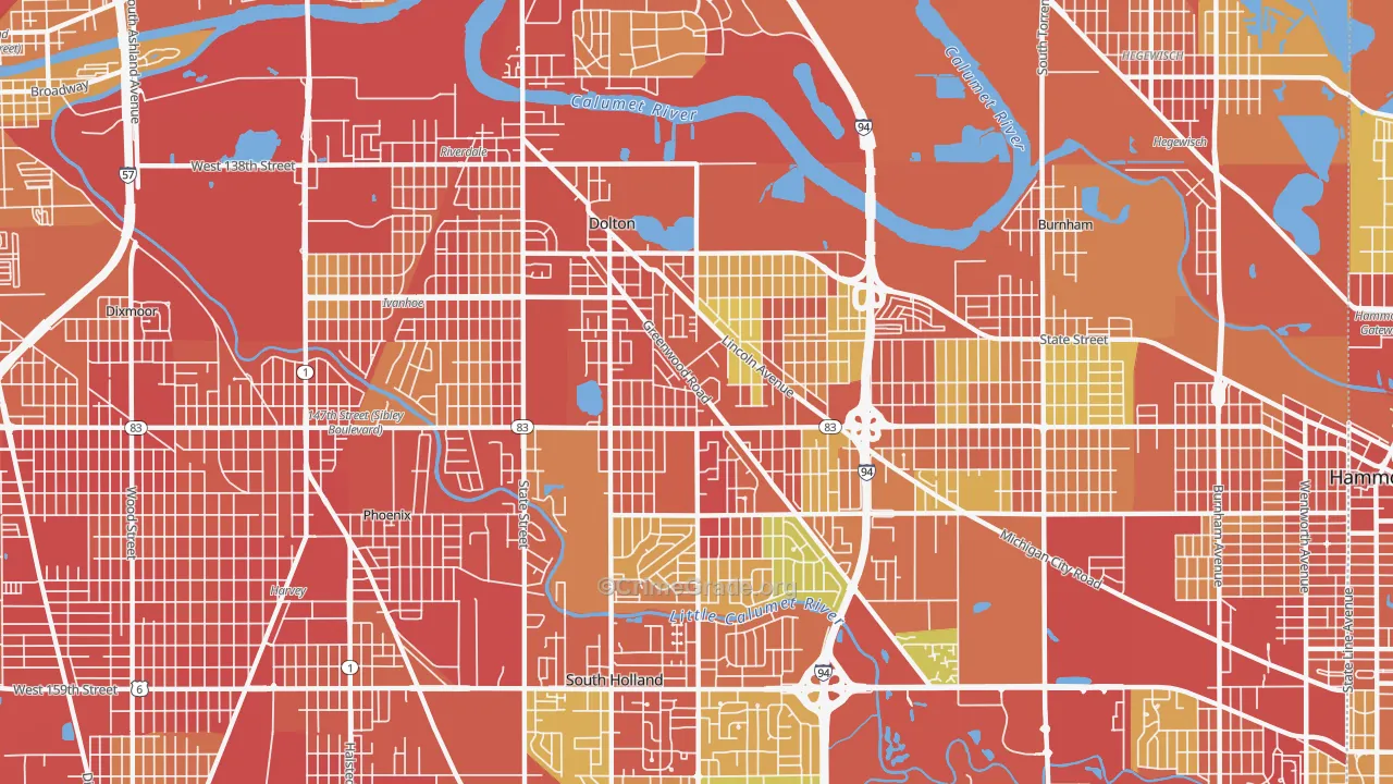 Dolton, IL Map of Robbery Rates