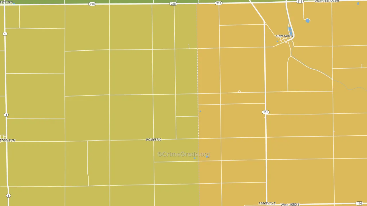 Domestic, IN Map of Robbery Rates