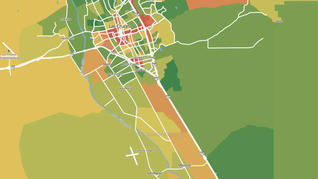 Dona Ana County, NM Map of Robbery Rates