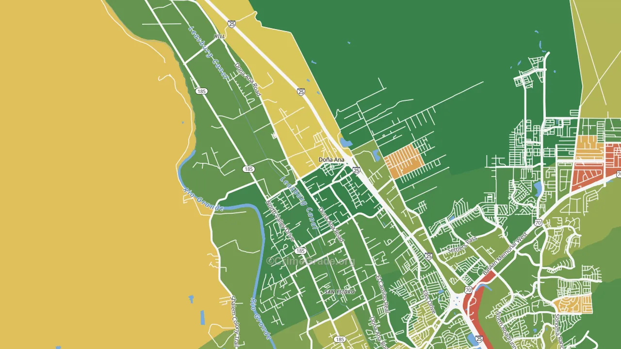 Dona Ana, NM Map of Robbery Rates