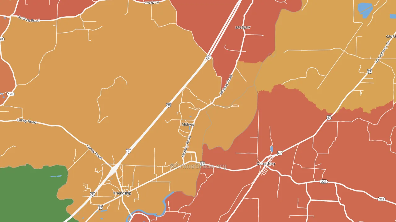 Donaldson, AR Map of Robbery Rates