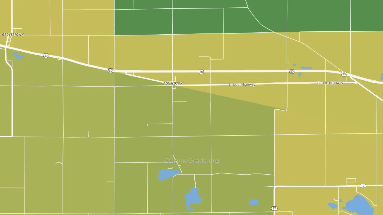 Donaldson, IN Map of Robbery Rates