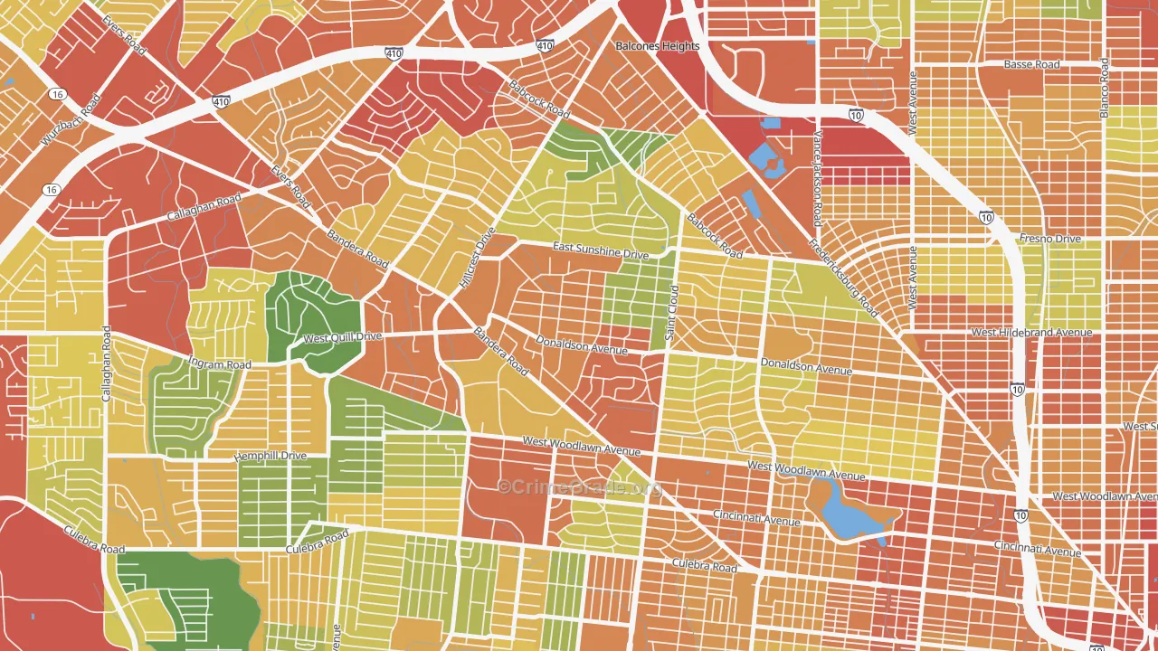 Donaldson Terrace, San Antonio, TX Map of Robbery Rates
