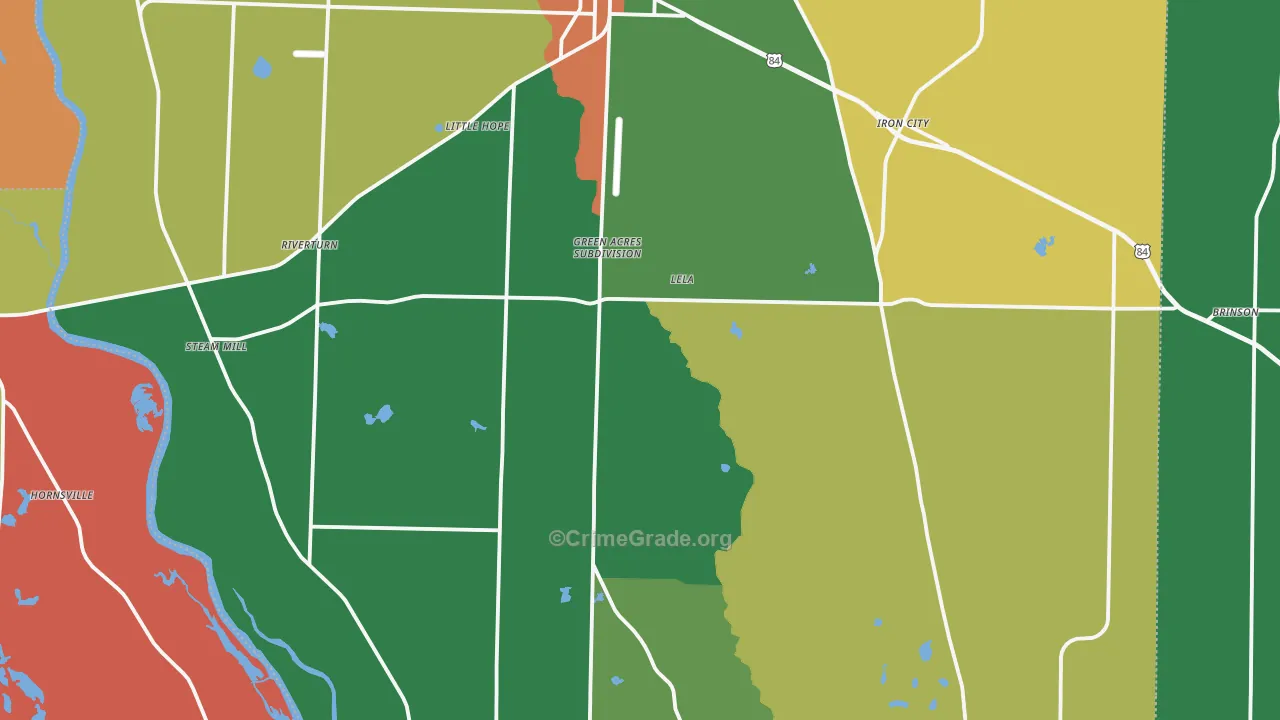 Donalsonville, GA Map of Robbery Rates