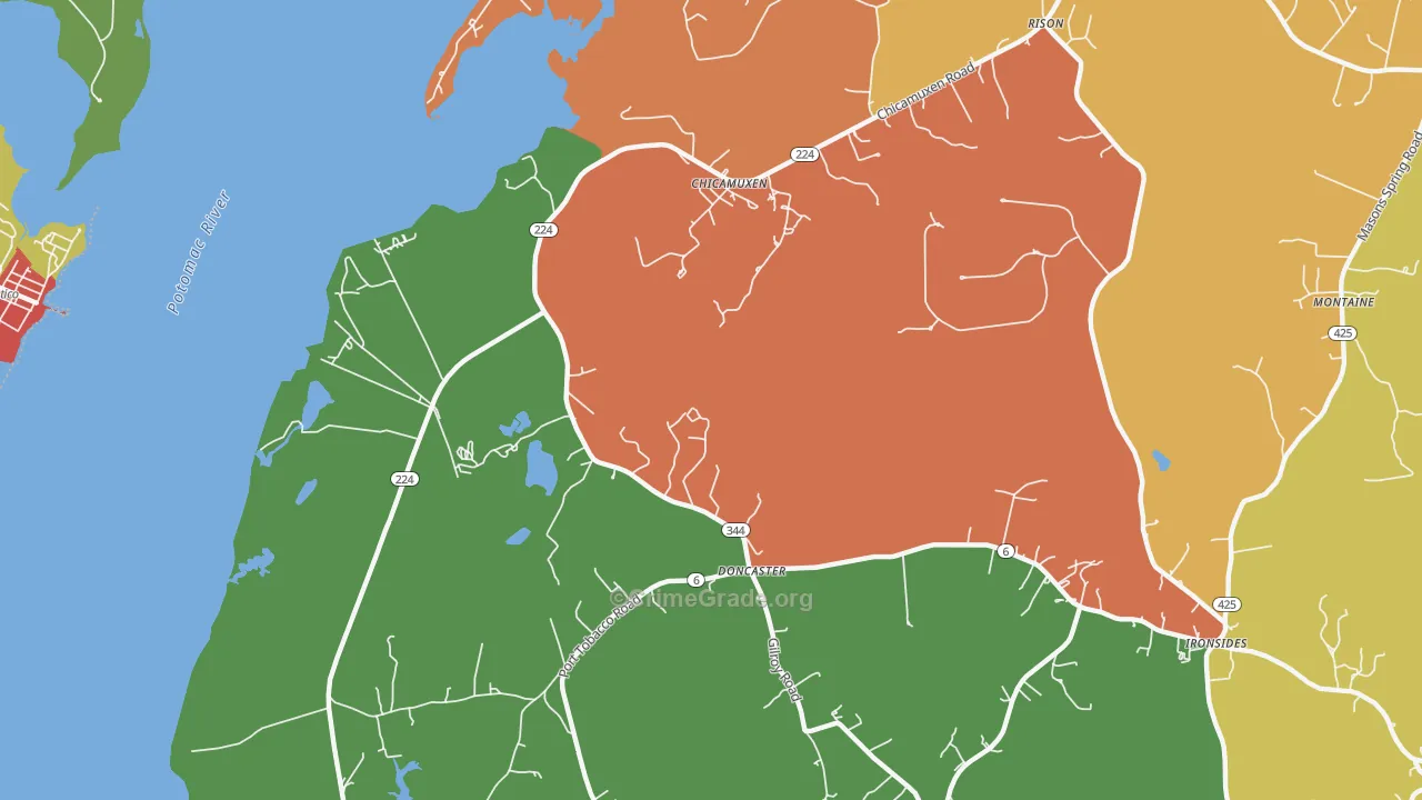 Doncaster, MD Map of Robbery Rates