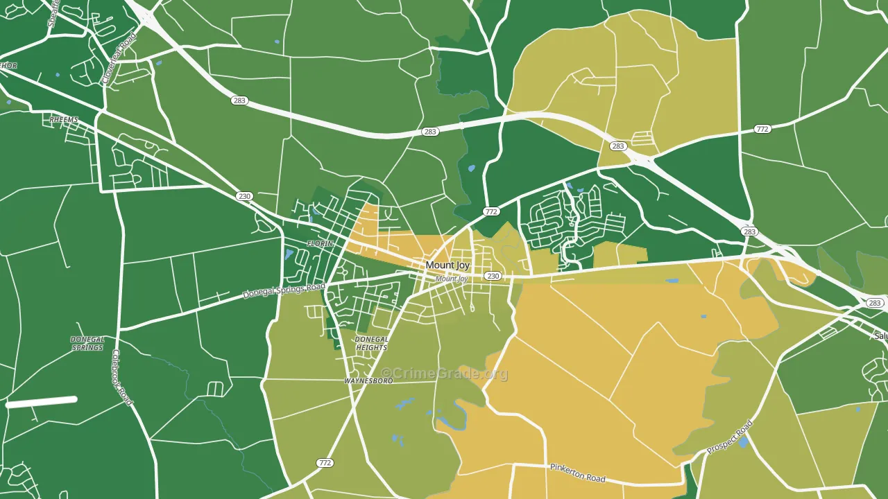 Donegal Springs, PA Map of Robbery Rates