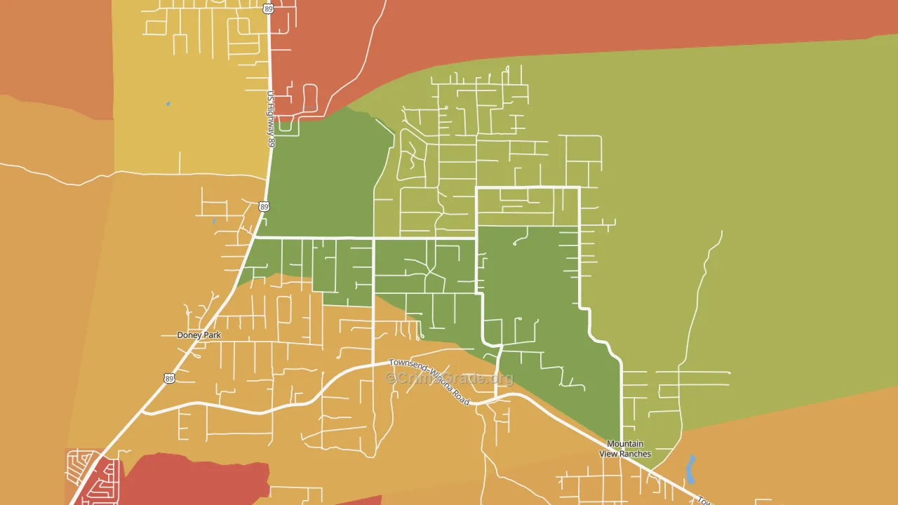 Doney Park, AZ Map of Robbery Rates
