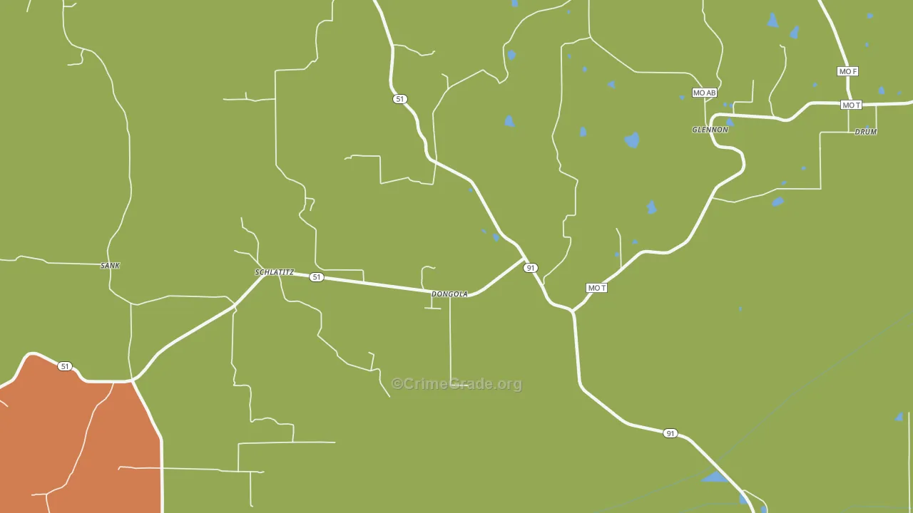 Dongola, MO Map of Robbery Rates