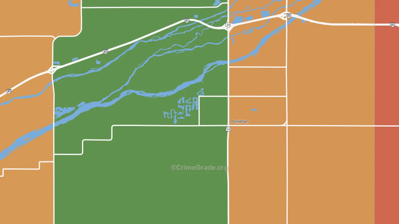 Doniphan, NE Map of Robbery Rates