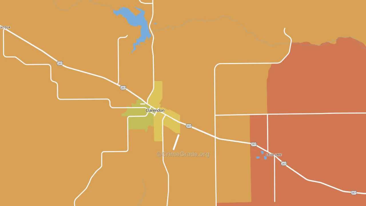 Donley County, TX Map of Robbery Rates