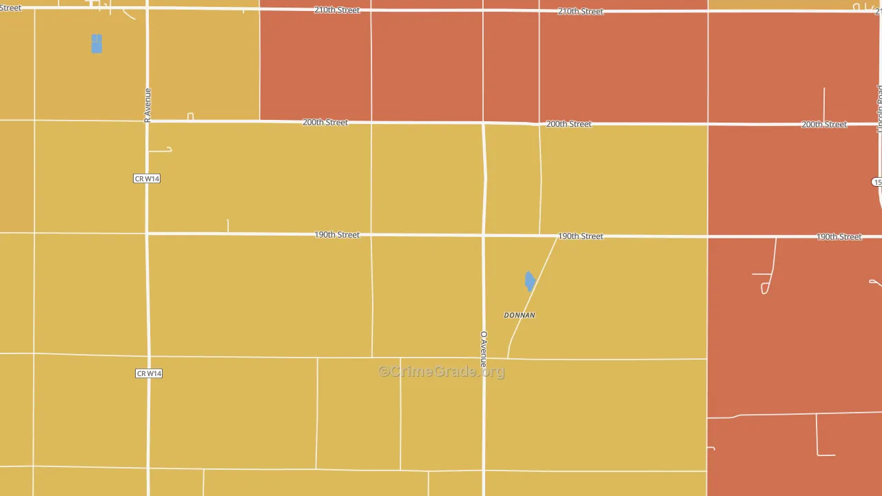 Donnan, IA Map of Robbery Rates
