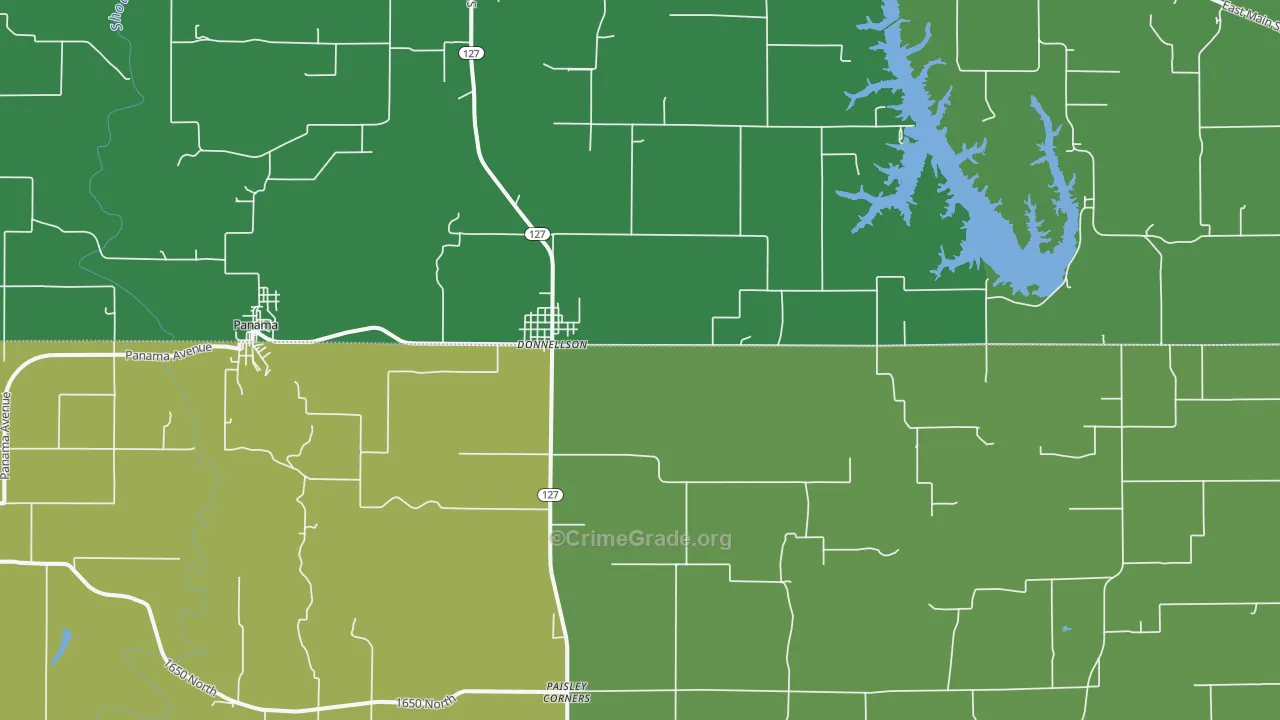 Donnellson, IL Map of Robbery Rates