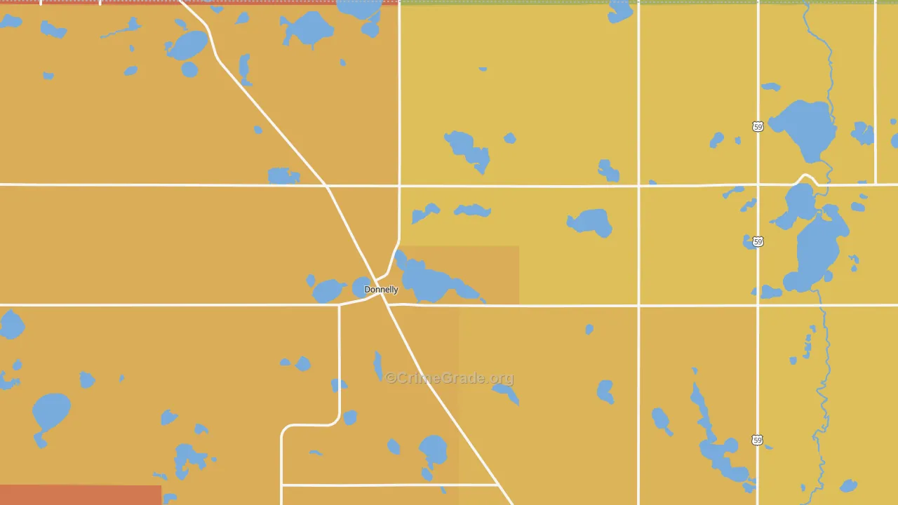 Donnelly, MN Map of Robbery Rates