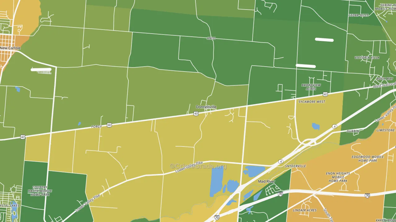 Donnelsville, OH Map of Robbery Rates