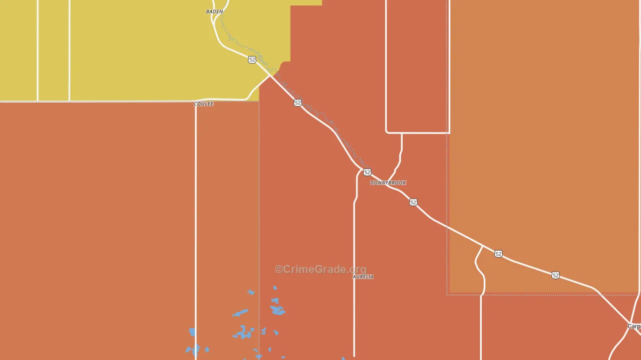 Donnybrook, ND Map of Robbery Rates