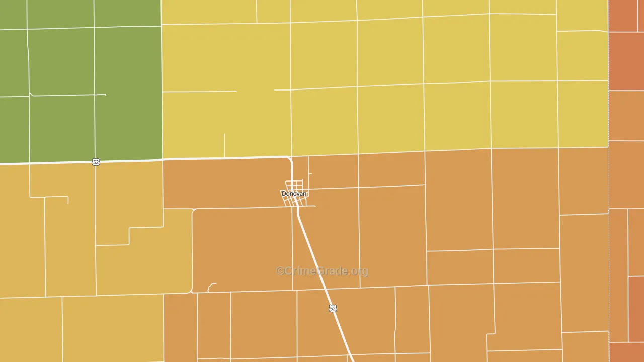 Donovan, IL Map of Robbery Rates